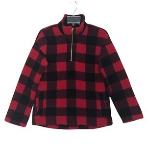 OLD NAVY | Buffalo Plaid Sherpa Fleece Quarter Zip Sweatshirt Red Black